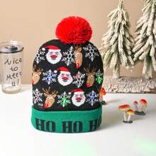 1 pieza Gorro de Navidad de punto con luces LED, regalo para fiesta de Año Nuevo, decoración navideña, gorro de Año Nuevo 2025, accesorio para Nochebuena - Multicolor - Ver 12