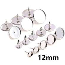 20 件 6-20 毫米内径圆形耳环耳钉空白底座托盘适用于凸圆形边框 DIY 耳环珠宝制作配件