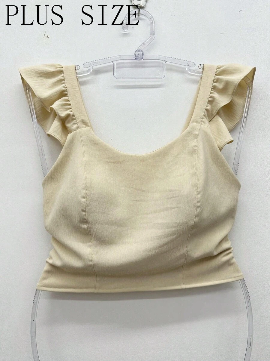 Plus Size Cropped Dune Blouse With Padding And Back With Elastax Women's Fashion - Màu be - Xem 1