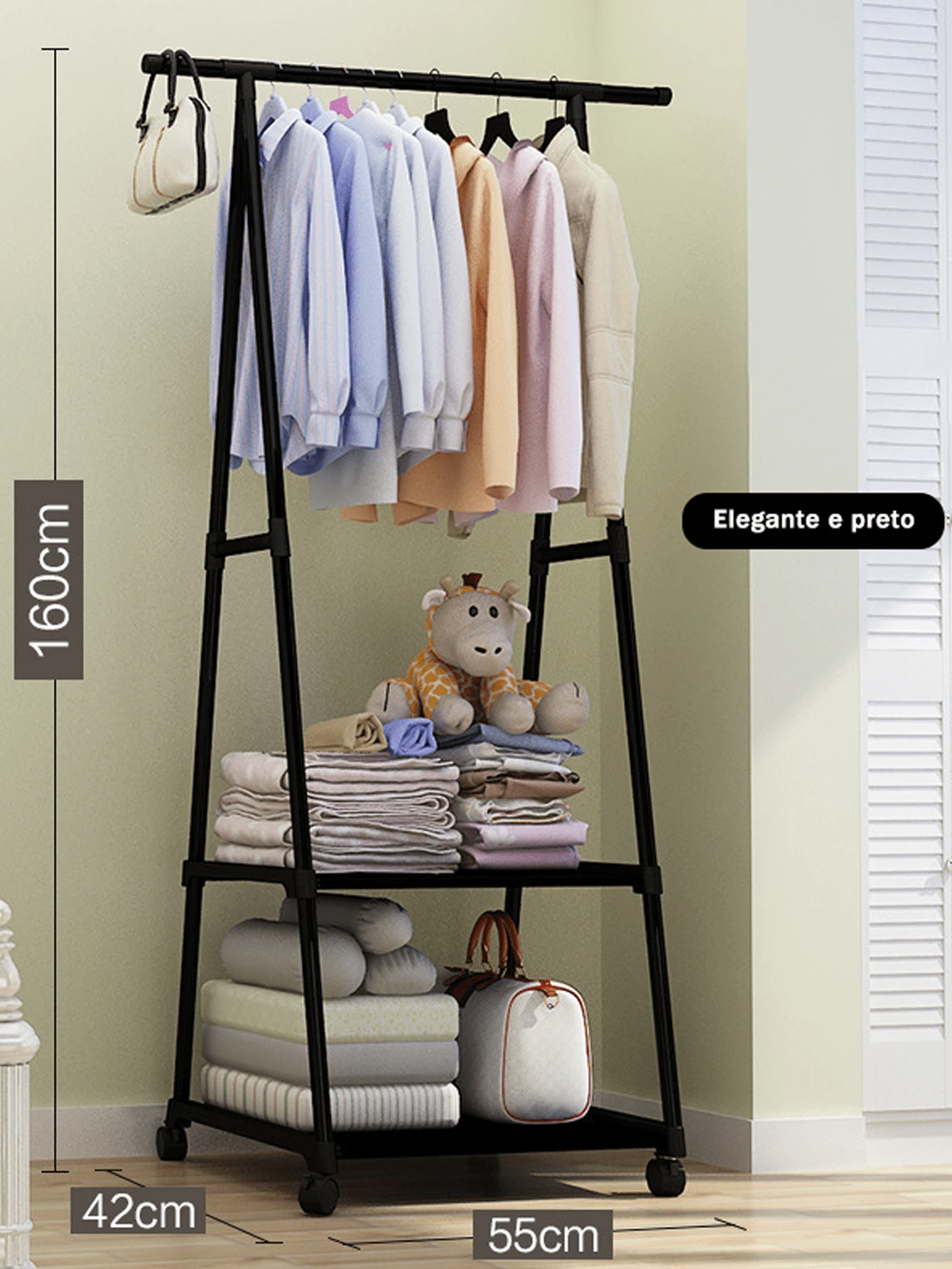 Simple Hanger, Folding Mobile Assembly, Multifunctional Floor Standing Clothes Drying Rack - 三角晾衣架 - 查看 1