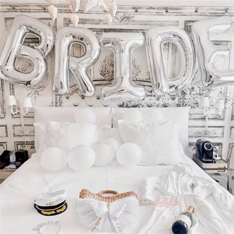 套装，32 英寸新娘铝箔气球，新娘派对装饰，新娘送礼会单身婚礼派对房间装饰，家居房间装饰夏季生日礼物海滩返校学校用品