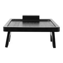 Sofa Tray Bamboo Sofa Tray Foldable Sofa Tray With 360° Rotating Phone Holder Black Color - Black - View 11