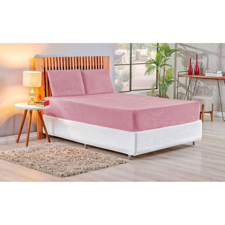 100% Gel Mesh Bedding Set Kit Single Bed 2 Pieces With Elastic - Màu hồng gỉ - Xem 1