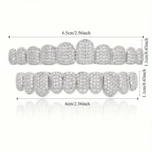 2pcs/Set Teeth Set Men Women Hip Hop Teeth Grills Iced Out Punk Men Women Teeth Decoration