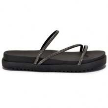 Sandal 3 Straps Shiny Rhinestone Women's Flip Flops Fashion Bloggers. - 黑色 - 查看 3