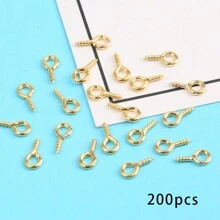 200/1000 件 4x8 毫米小型微型迷你眼针眼针钩孔眼螺纹扣钩，用于制作 DIY 迷你金属手链连接器的珠宝