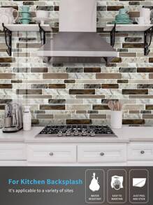 12 miếng dán tường 3D họa tiết đá cẩm thạch cho nhà bếp, gạch ốp tường vinyl dễ lắp đặt, miếng dán tường nhà bếp và phòng tắm chống dầu và chịu nhiệt, miếng dán tự dính dày cho bảng hậu trường nhà bếp phòng tắm, trang trí nhà cửa 11,7 * 30,5cm / 4,61 * 12 inch, nhãn dán, decal dán tường, decal vinyl trang trí nhà cửa, vật dụng trang trí mùa xuân làm mới ngôi nhà của bạn, nhãn dán trang trí Rama - Nhiều màu - Xem 3