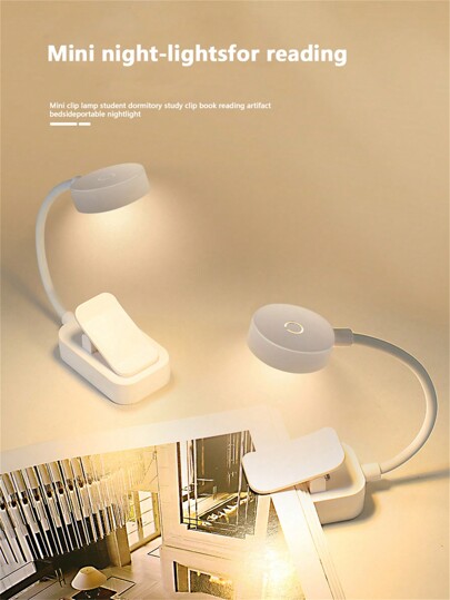 1pc Mini Portable LED Student Reading Light, Eye Protection Night, Portable Clamp Table Lamp, Portable LED Reading Light, Bookmark Reading Light Night Light, Reading Light, 3 Color And 10 Brightness Adjustable, Long Lasting, Battery Powered, Perfect For Bookworms, Kids, Reading Bed (No Battery), Halloween, Thanksgiving And Christmas Gifts