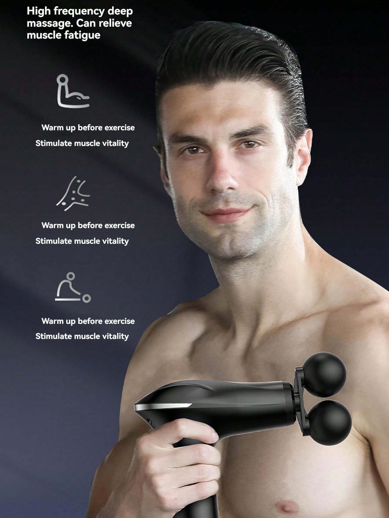Double Head Massage Gun Muscle Relaxer Electric Neck Gun Fitness Smart ...
