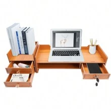 Computer Monitor Stand, Computer Rack With Drawers, Monitor Stand - Redwood - View 4