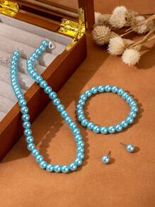 1 Bộ trang sức vòng tay, vòng cổ, hoa tai ngọc trai thanh lịch, thời trang và đa năng dành cho phụ nữ - bộ trang sức ngọc trai - Xem 14