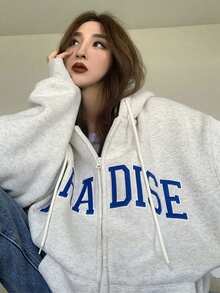 Oversize Loose Thick Sweatshirt Jacket For Women, Fall & Winter, Korean Style,Long Sleeve Tops