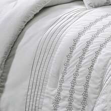 7 Piece White Embroidered Comforter Set- All Season Elegant Bedding Set, Contemporary Brushed Microfiber - Breathable & Comfortable Bed In A Bag With Down Alternative Filling - White - View 7
