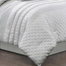 7 Piece White Embroidered Comforter Set- All Season Elegant Bedding Set, Contemporary Brushed Microfiber - Breathable & Comfortable Bed In A Bag With Down Alternative Filling - White - View 5