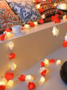 1 件 10/20 LED 玫瑰花仙子灯串，由电池供电（不含电池），非常适合婴儿房装饰、女孩房装饰、生日派对、婚礼、求婚、礼物等。婴儿送礼会家庭装饰礼物 - 彩色 - 查看 4