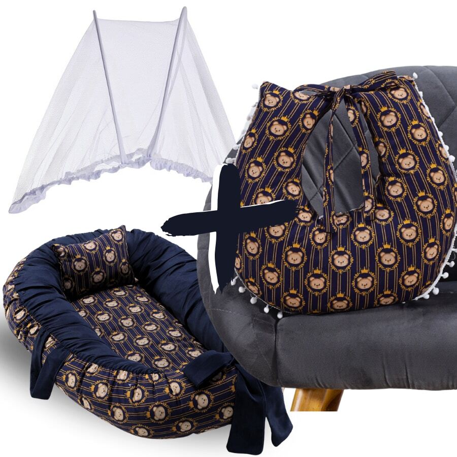 MeF Mae e Filho Baby Crib Reducer Nest Kit + Breastfeeding Pillow + Removable Portable Mosquito Net - 泰德海洋熊 - 查看 1