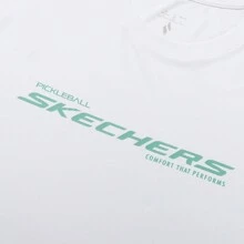 Skechers Áo thun tay ngắn chạy bộ rộng rãi, thoáng khí, thoải mái - Trắng sáng - Xem 4