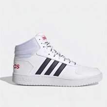 Adidas Giày thể thao cổ cao thời trang thường ngày buộc dây màu tương phản HOOPS 2.0 - trắng - Xem 1