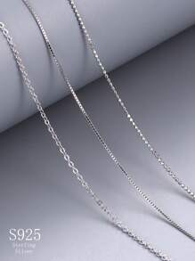 1pc S925 Sterling Silver Fine Chain Necklace, Multiple Styles Simple Elegant Clavicle Chain Neckwear, Christmas Gift