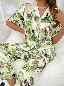 Simulated Silk, Animal And Plant Leisure And Comfortable Home Suit Set For Women's Sleepwear - 混合色 - 查看 3