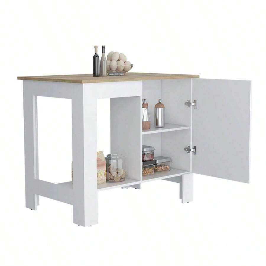 Kitchen Island Shoproni, One Drawer, White Finish - As Pic as Pic - View 1