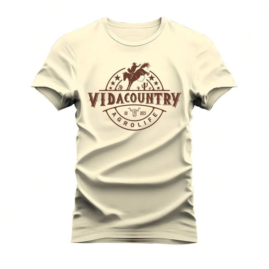 Unisex Printed Cotton T-Shirt Comfortable Peão Agro Life T-Shirt - 奶油色 - 查看 1