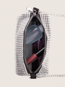 女士闪亮晚装包 | 闪亮水钻装饰链条水桶包 | 优雅精致的舞会婚礼派对手拿包 | 闪亮晚宴钱包 | 送给女友、妻子和女儿的最佳礼物 - 銀色 - 查看 7