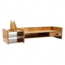Computer Monitor Stand, Computer Rack With Drawers, Monitor Stand - Ginger - View 7