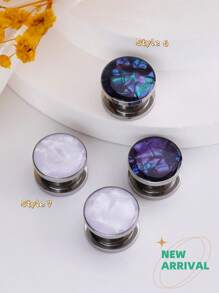 2 Pcs/Set Cool Abalone Shell Inlay Screw Ear Gauges Plugs Tunnels Expander Stainless Steel Stretcher Ear Expander Body Piercing Jewelry Best Friend Gifts Daily Wear