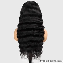 30 Inch Deep Wave Lace Front Wigs Human Hair 13x4 Curly Lace Frontal Wig 200% Density Glueless Human Hair Wigs For Black Women Brazilian Human Hair Wig Pre- Plucked With Baby Hair Natural Color - Natural Black - View 6
