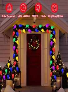 1 件太阳能装饰灯，带 20/50/100 个 LED 草莓 - 多色仙女灯，适用于花园、庭院、露台和凉亭装饰，8 种模式，户外花园照明，适用于小径、庭院、露台 - 多色 - 查看 8