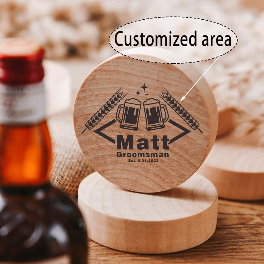 Dụng cụ khui nắp chai tủ lạnh hình tròn tùy chỉnh, Dụng cụ khui nắp chai tủ lạnh sáng tạo làm quà tặng cho Ngày lễ tình nhân, Ngày của cha, Giáng sinh, Lễ tạ ơn, Phù hợp cho cả nam và nữ - màu gỗ - Xem 1