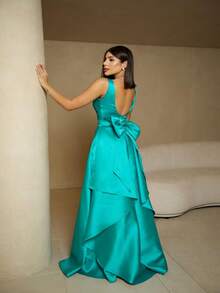 Aurora Zibeline Dress - Long Bridesmaid, Guest - Màu xanh lam - Xem 5