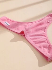 5 条装性感女士纯棉丁字裤 V 腰舒适透气内裤女士运动内衣 - 彩色 - 查看 9