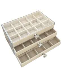 3 capas 45 compartimiento Joyero con cajones - Anillo , Arete , Collar , Pulsera exhibición almacenamiento Organizador para Navidad