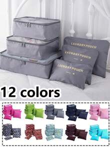 6 件装旅行行李打包袋，手提箱衣服收纳袋，可折叠收纳袋鞋袋内衣袋衣服收纳袋衣服收纳袋旅行收纳袋套装旅行收纳袋套装包装袋大容量化妆品收纳化妆盒，适用于口红、刷子、护肤品、手机、硬币、小物品，适用于家庭、礼物、度假和节日万圣节圣诞节多功能用途 - 彩色 - 查看 1