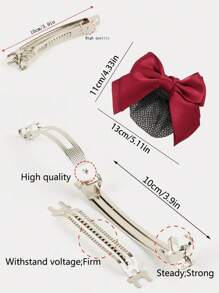 1 件装酒店空姐、护士、女服务员发夹带蝴蝶结、花朵、韩国网状装饰、通勤发饰魔鬼配饰 - 1件 - 查看 5