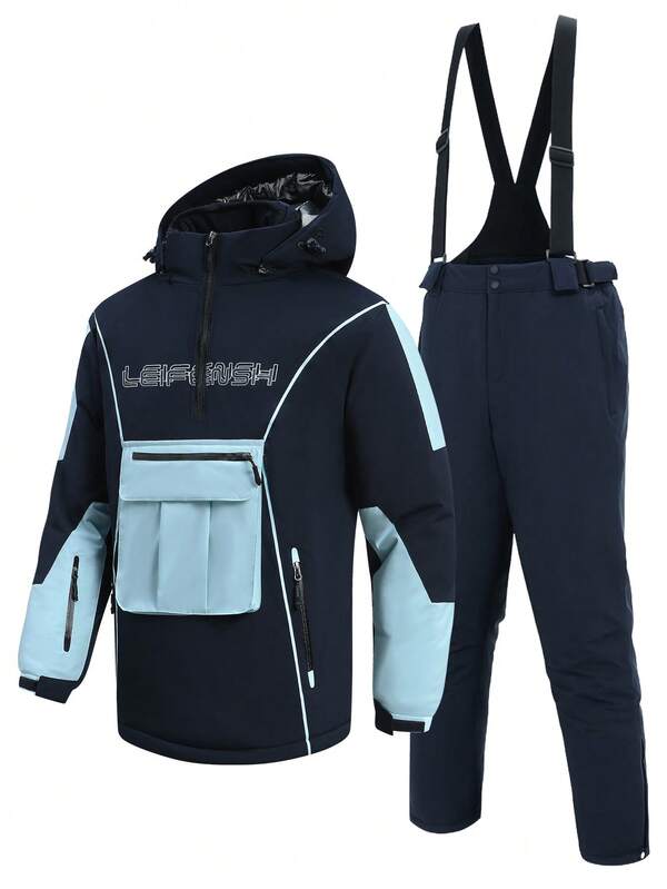 2 pezzi Set sportivo e casual da uomo in stile boyfriend, vestiti sportivi e da intrattenimento professionali da uomo in stile boyfriend, tuta da sci da uomo in stile boyfriend parte superiore e inferiore HX385-1