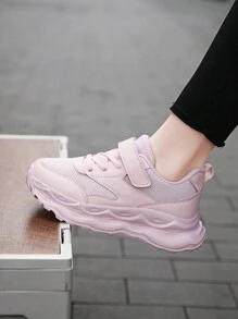 1 Paar Mädchen Mesh atmungsaktive Sneaker, Teenager Sport Schuhe, süßer Schul-Stil, Kinder Lässig Schuhe, Klettverschluss, leicht, Niedrig-Top, geeignet für Frühling und Herbst
