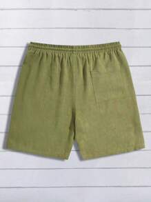 Bermuda Short Natural Linen Men's Casual Beach Summer - Màu be - Xem 2