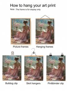 1pc Nghệ thuật Canvas phong cách cổ điển - Chân dung người phụ nữ đọc sách, Tranh sơn dầu vợ nghệ sĩ - Hoàn hảo cho trang trí phòng khách, phòng ngủ, phòng tắm, không khung - Nhiều màu - Xem 5