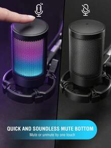 Gaming USB Microphone For PC Laptop, Condenser Mic With Quick Mute, RGB Indicator, Tripod Stand, Shock Mount, Gain Control For Streaming Discord Twitch Podcasts Videos-FIFINE A6V - Black - View 5