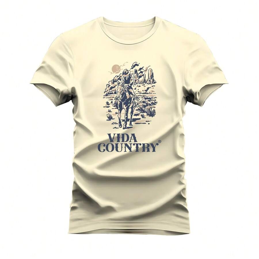 T-Shirt Cotton Soft Comfortable Western Cowboy Printed - Kem - Xem 1