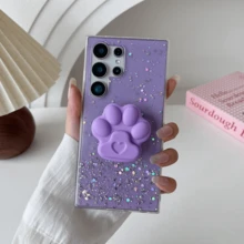 黑色大孔TPU软壳星空闪光DIY可爱猫爪可调节支撑保护壳兼容Apple Iphone11/12/13/14/15/16promax，三星S22 / S23FE / S24U / A55 / A05 / A05s / A34 / A24 / A12 / A13Redmi Note11/12/13pro +，小米13C，OPPO RENO 11F / RENO12，Infinix，华为P30LITE / P70PRO，荣耀90LITE / 70LITE / X8B / X9A，VIVO和其他IPHONE手机壳 - 黑色 - 查看 10