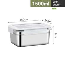 10/8/6/4/3/2/1件套不锈钢便当盒，厨房冰箱储存保鲜剂，学校午餐盒，餐食保鲜盒水果沙拉保鲜食品储存盒户外野餐食品保鲜盒谷物储存盒，防漏餐食准备午餐盒密封保鲜剂，厨房肉类、腌菜、水果和蔬菜保鲜， - 銀色 - 查看 16