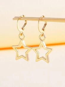 Star Drop Earrings - Yellow Gold - View 2