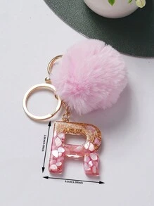 1pc Creative Key Chain With Letter Stone Resin Pendant, Butterfly Tassel Initial Keychain For Girls