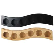 1 pieza Soporte para vasos de chupito con 6 ranuras, fácil de usar, bandeja de vasos de chupito de bambú multiusos, exhibición y almacenamiento de vasos de chupito para copas de vino, regalo del Día de San Valentín, fiesta, decoración de cumpleaños, para uso en exteriores, camping