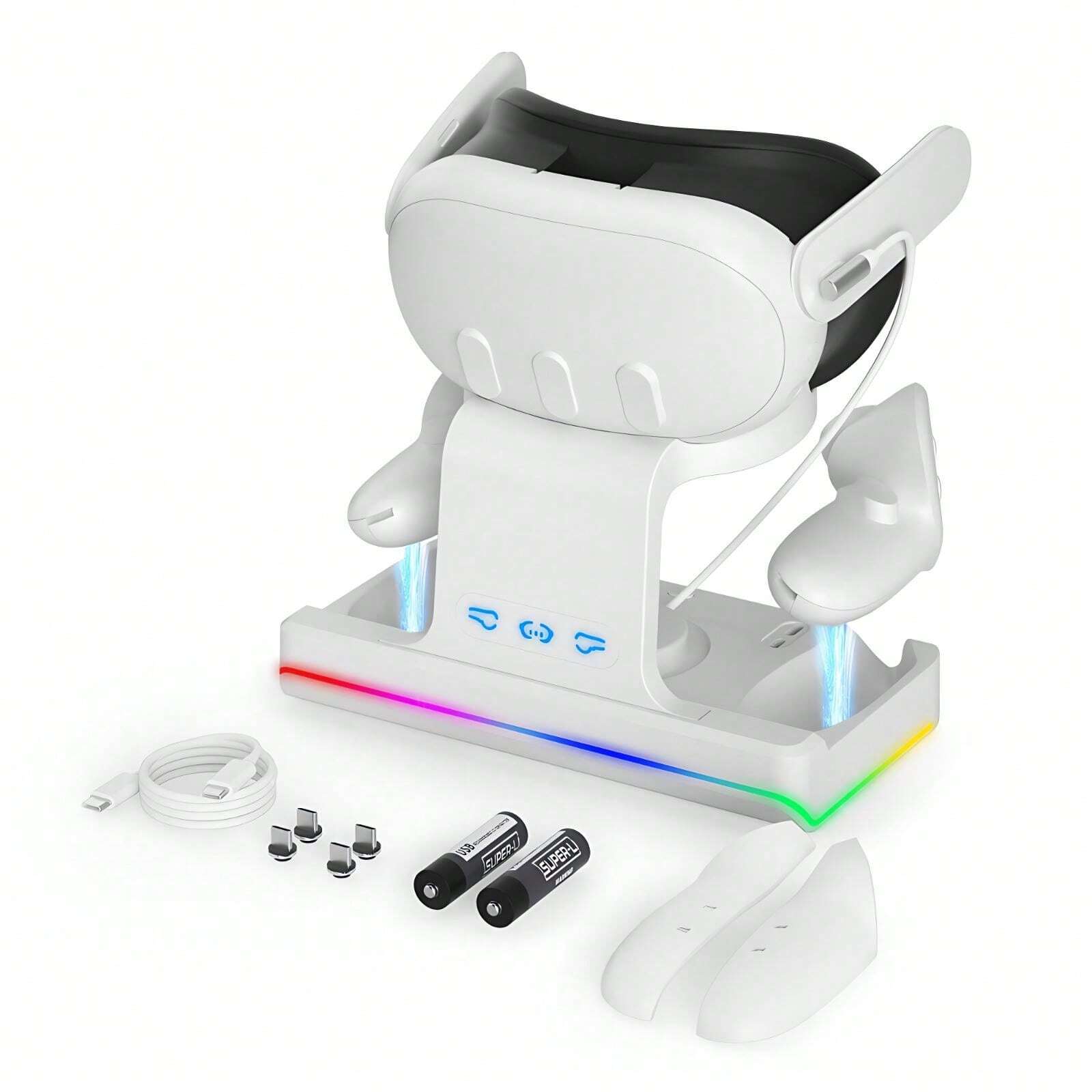 VR Headset & Controllers Wireless Charging Stand For Meta Quest 3 With