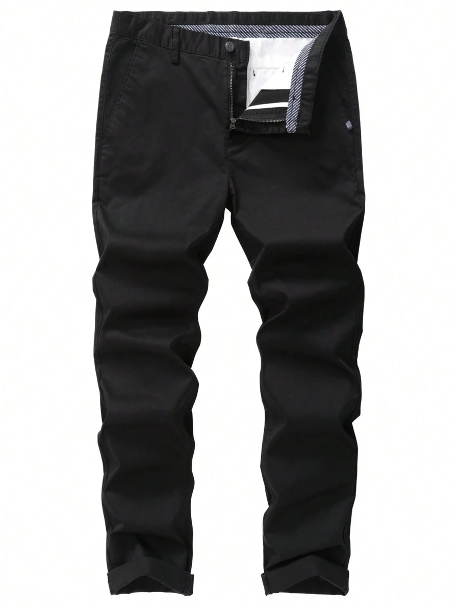 Men's Slim-Fit Stretch Cotton Fashion Casual Chino Pants - màu đen - Xem 1